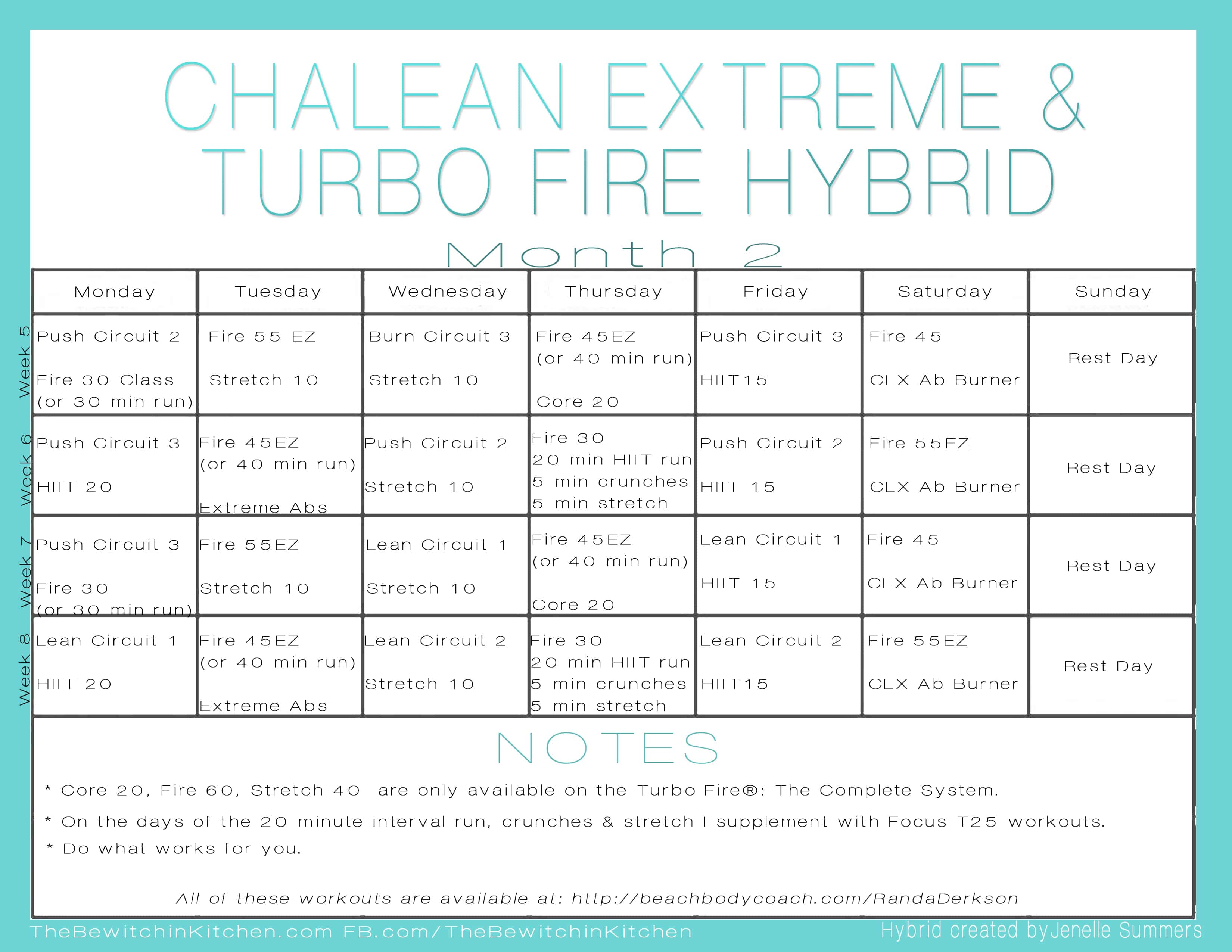 Turbo Fire ChaLEAN Extreme Hybrid Schedule By Jenelle Summers