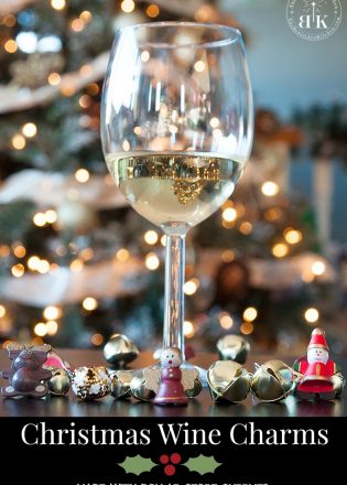 Christmas wine charms craft made with supplies from the dollar store