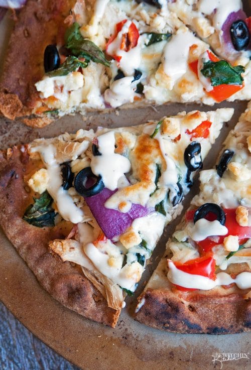 Greek Pizza with Tzatziki Drizzle | The Bewitchin' Kitchen