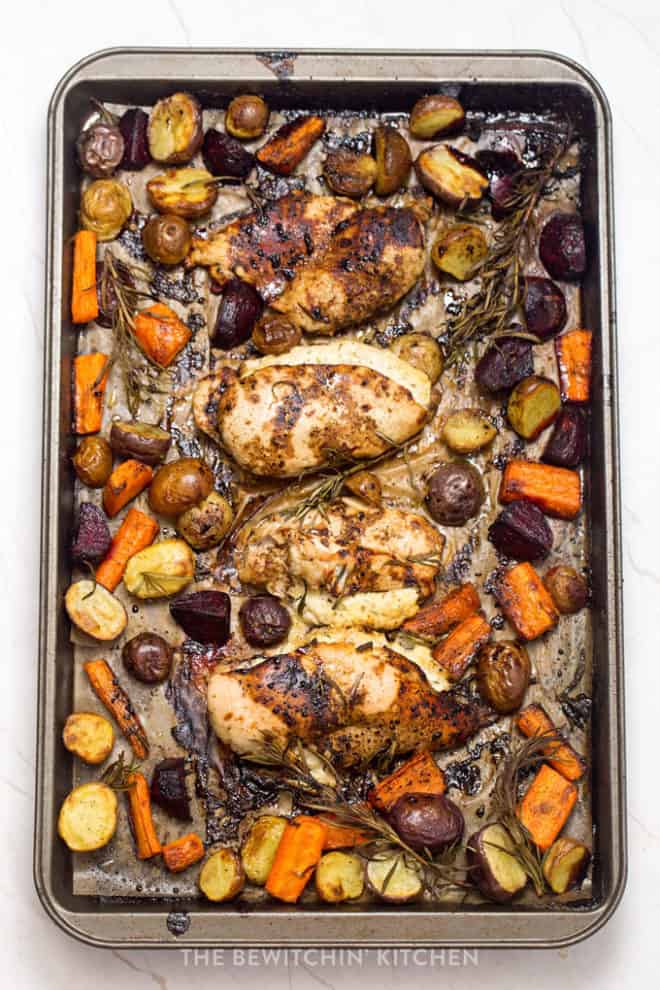 Sheet Pan Stuffed Chicken Breasts with Roasted Root Vegetables | The ...