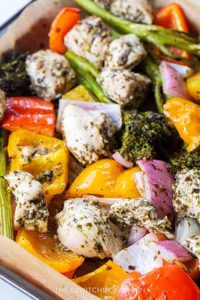 Sheet Pan Pesto Chicken and Vegetables Recipe | The Bewitchin' Kitchen