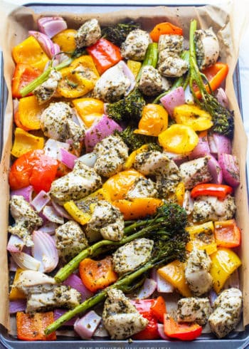 Sheet Pan Pesto Chicken and Vegetables Recipe | The Bewitchin' Kitchen