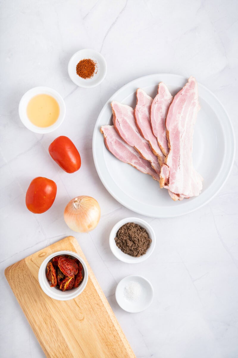 ingredients for bacon tomato jam