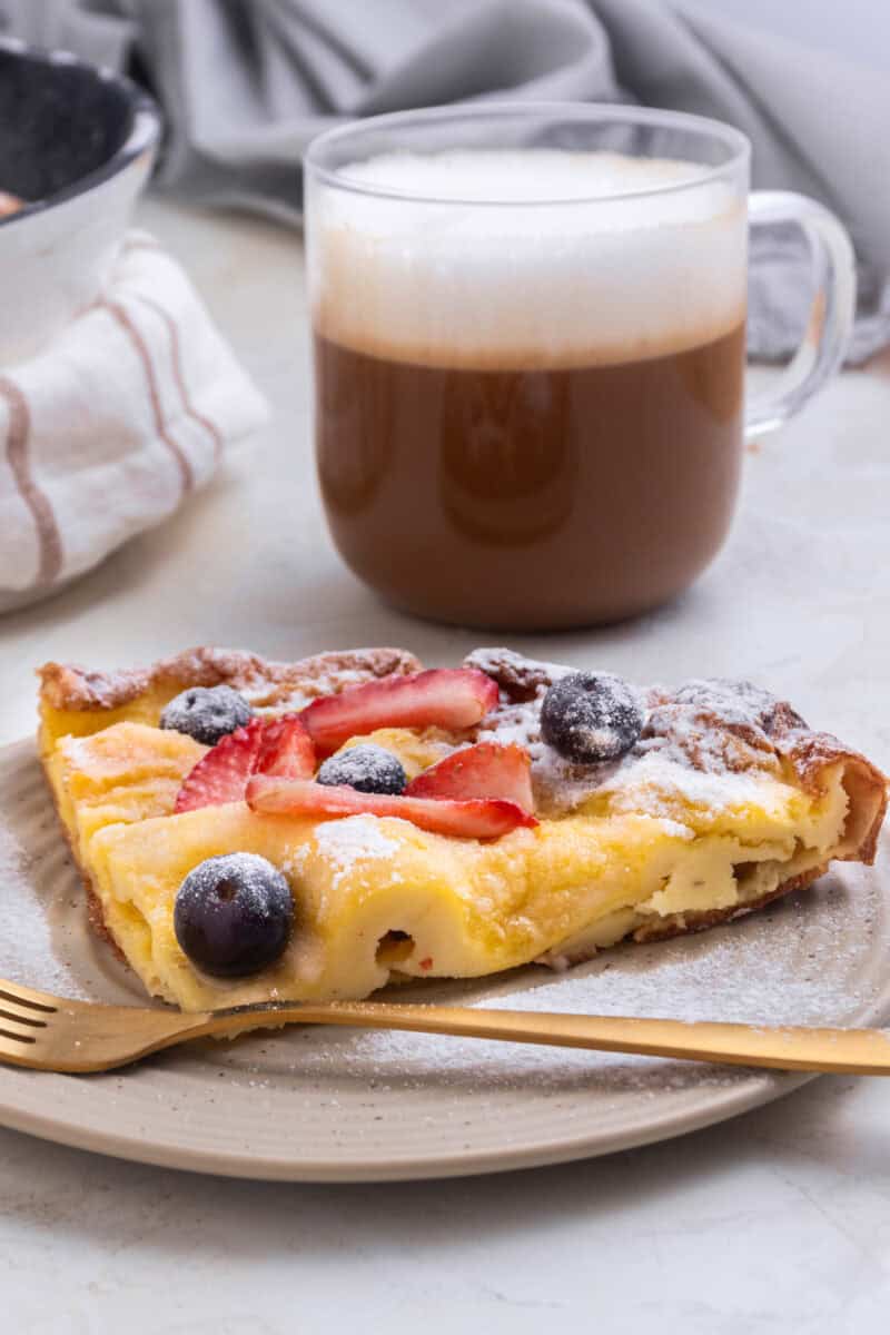 dutch baby pancake served with coffee