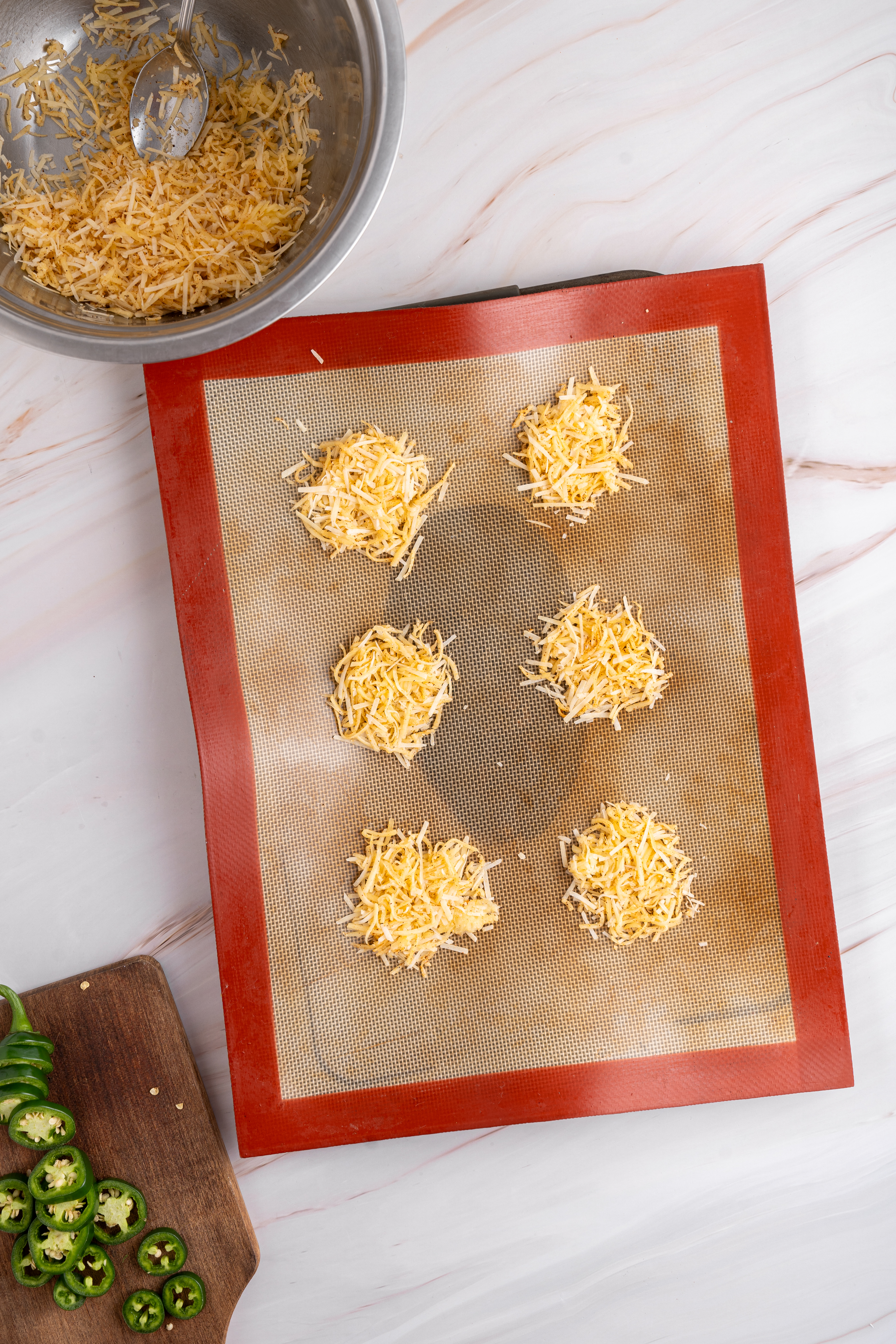 keto cheese chips on a baking mat