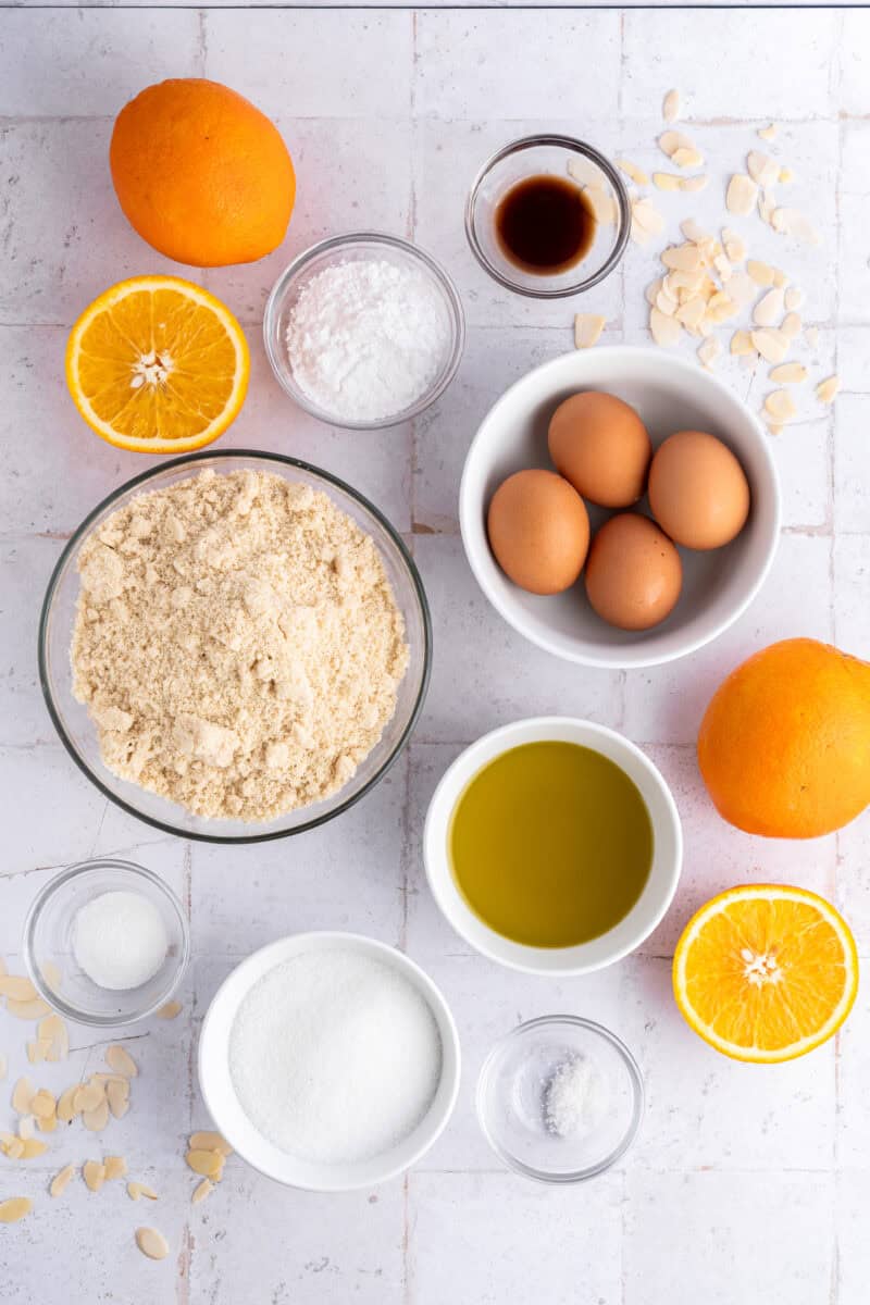 Ingredients for olive oil cake