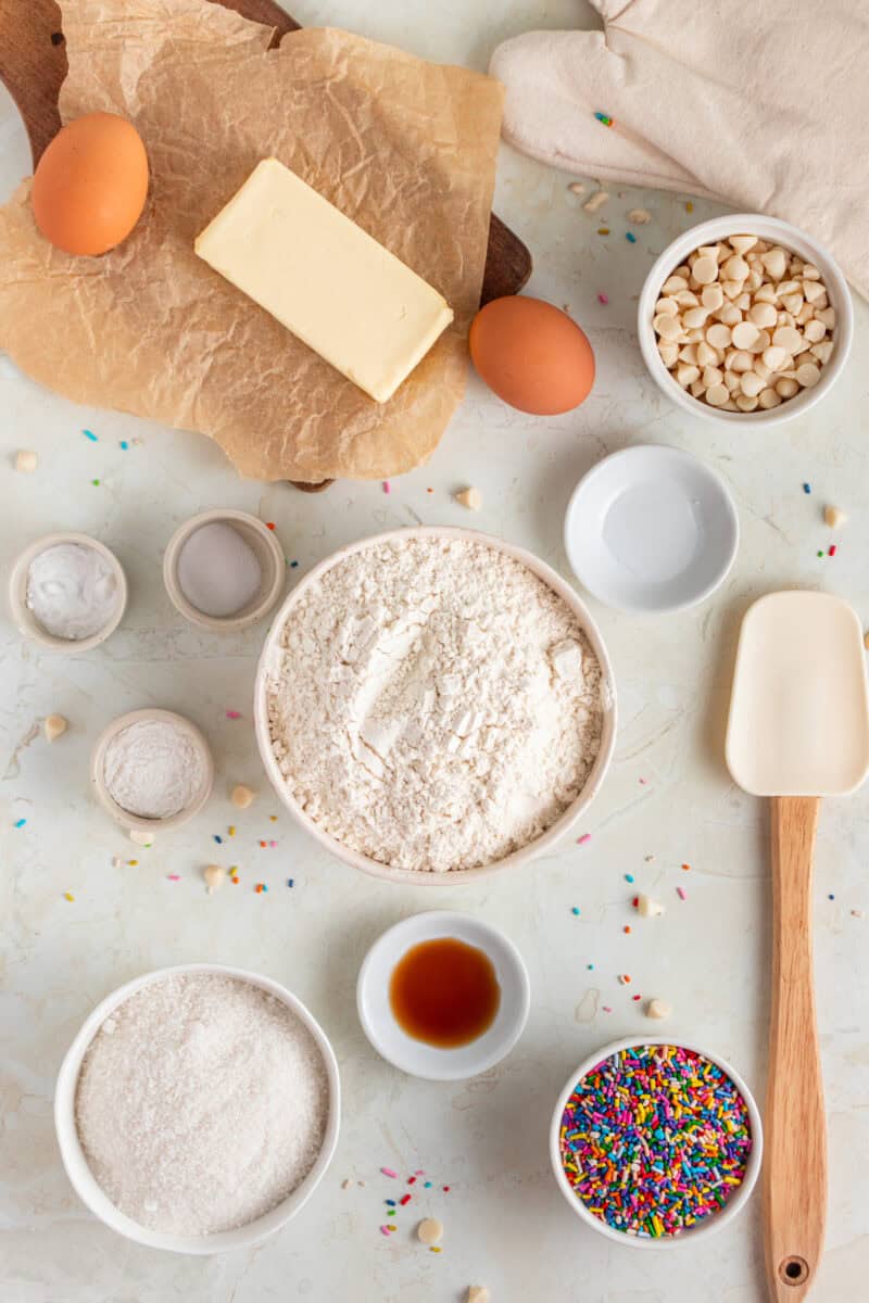 Ingredients for birthday cake cookies